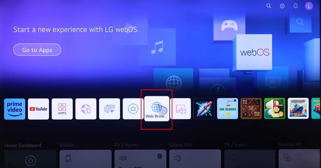 Clear Cache on LG TV - Tap Web Browser