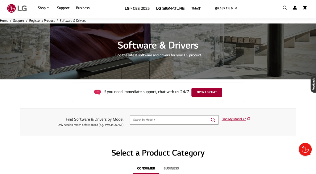 Visit LG's  Software & Drivers support page to update the LG TV