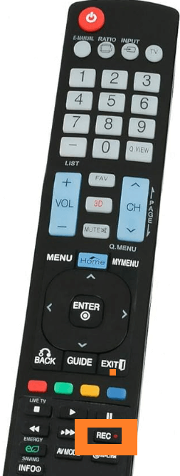 Click the Rec. button to record on LG TV