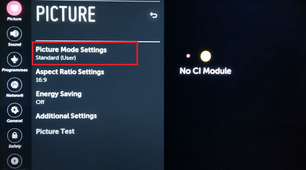  Tap Picture Mode Settings