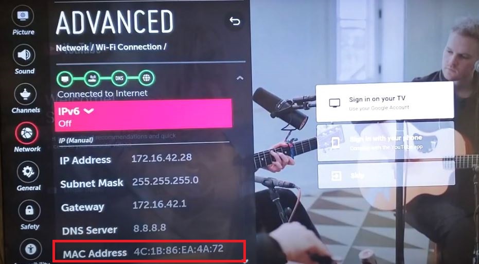 LG TV MAC Address