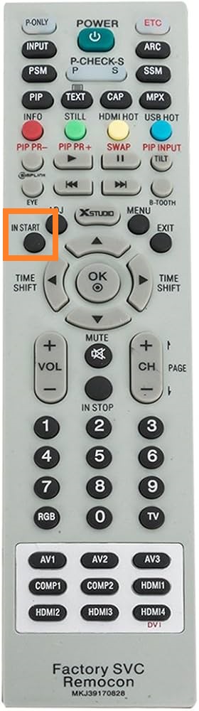 Press the IN START button - LG TV Service Menu